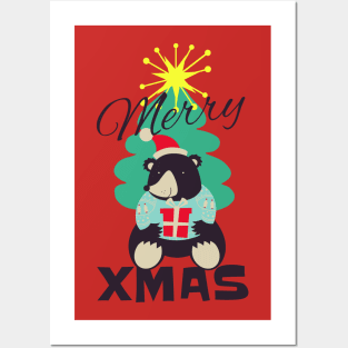 Merry Xmas Bear Posters and Art